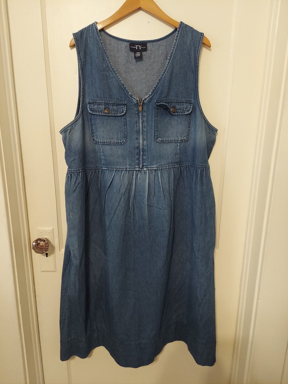 VTG 90s Original TY Wear Jumper Dress Womens 20W Denim Minimalist Cottage Core